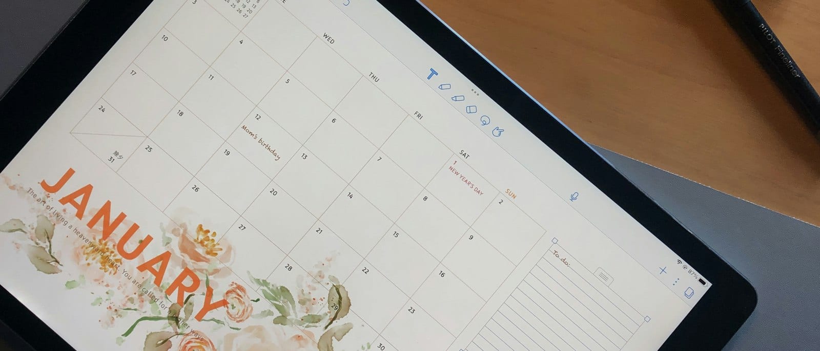 Calendar and planner on a desk