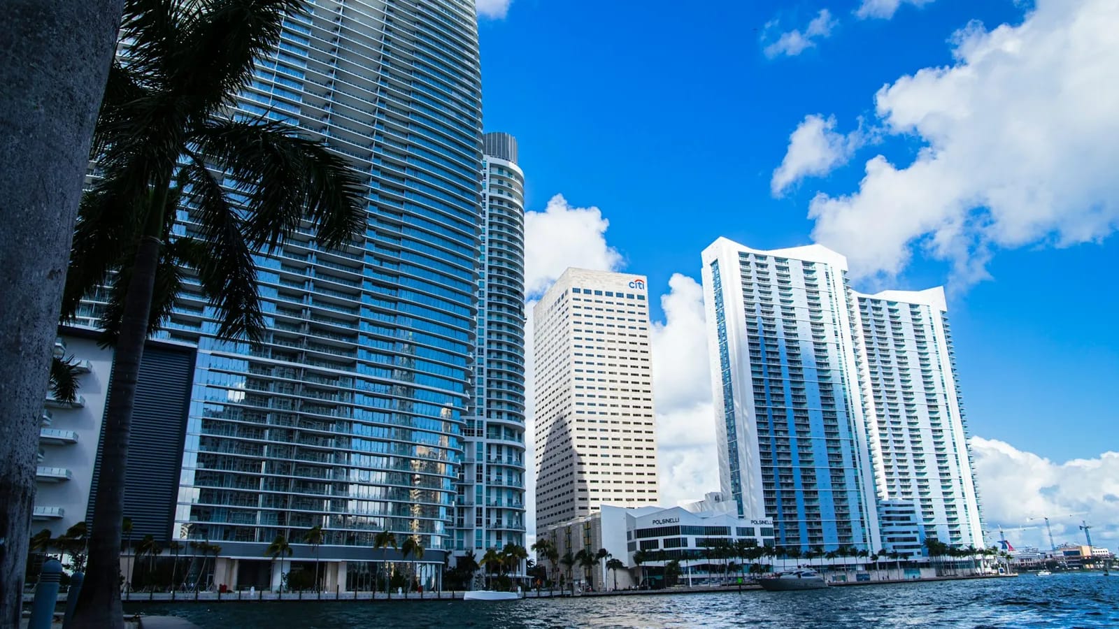 The Miami skyline across the water